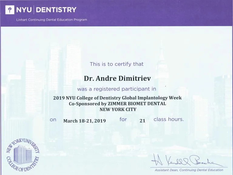 NYU College of Dentistry Global Implantology Week, Zimmer Biomet
