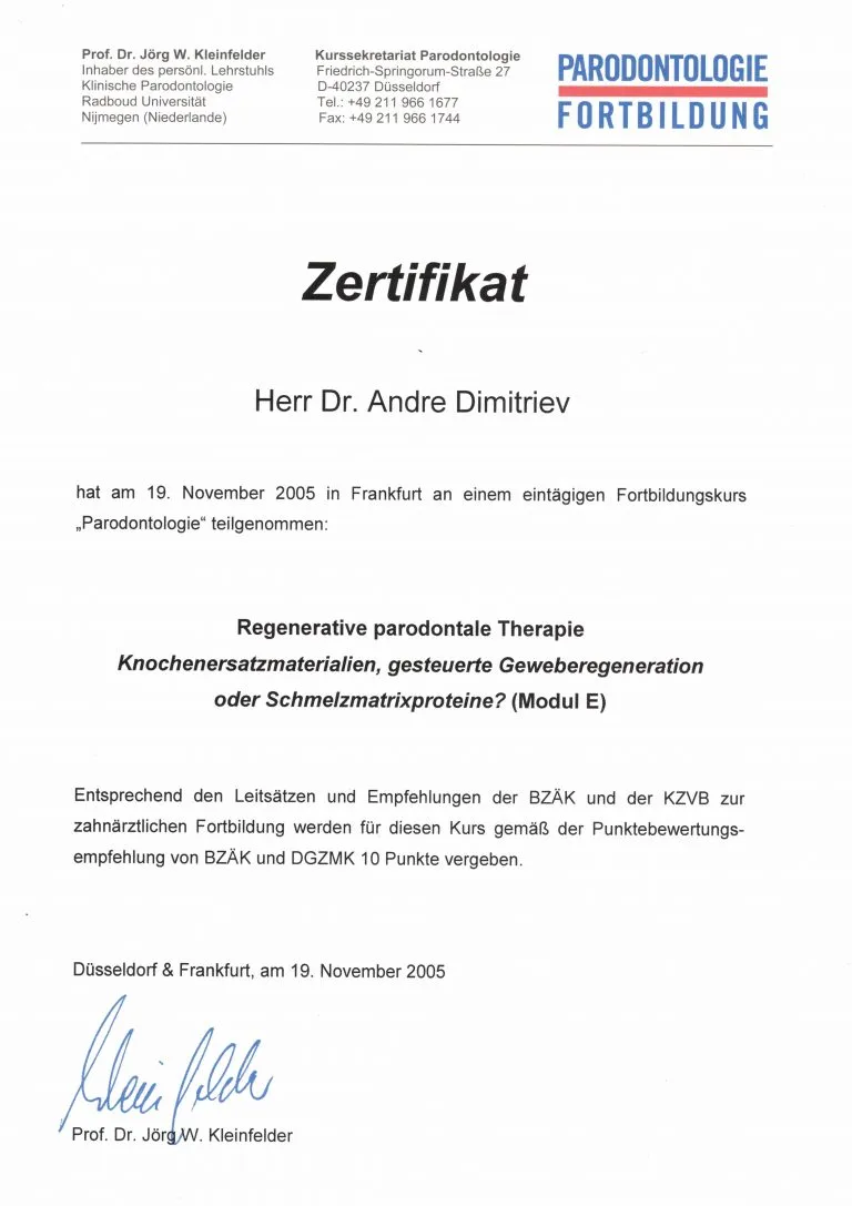 Parodontologie Fortbildung, regenerative parodontale Therapie